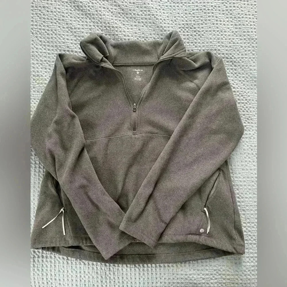 Layer 8 grey fleece quarter zip up - size XL - adjustable waist band